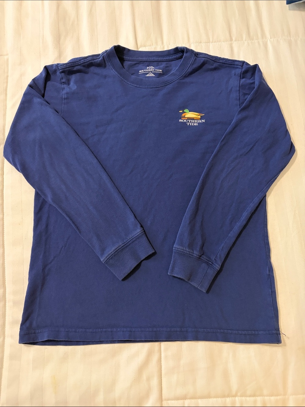 Southern Tide Long-Sleeve Crew Tee in Blue with Embroidered Logo